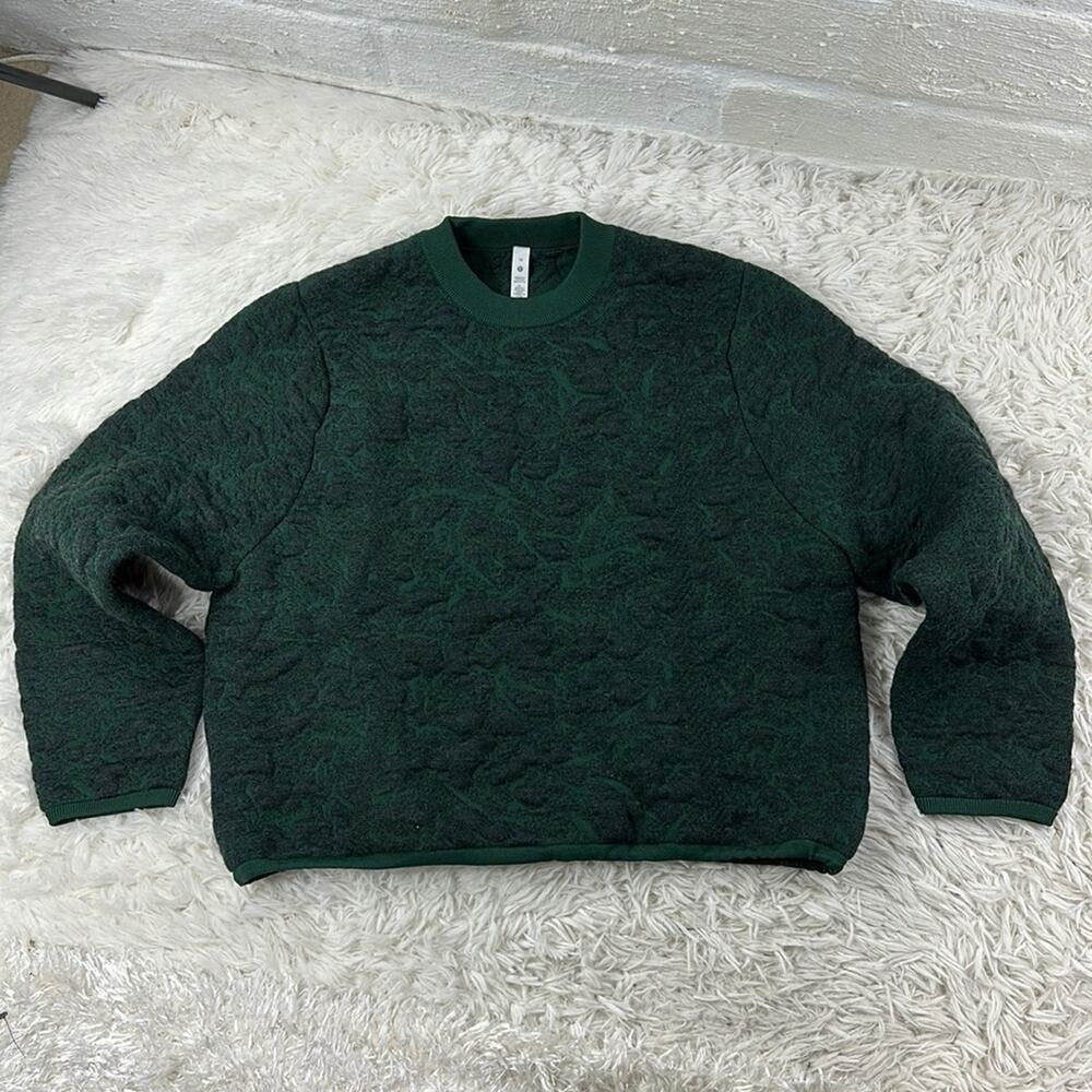 Lululemon Jacquard Multi-Texture Crew Neck Sweater Heathered Smoked Spruce